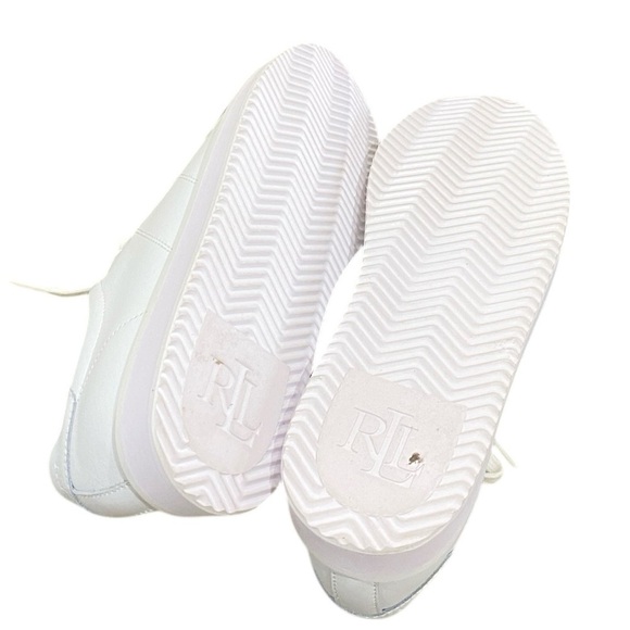 NWT Lauren Ralph Lauren Angeline white cow leather lace up platform sneakers 9.5 - Picture 13 of 14